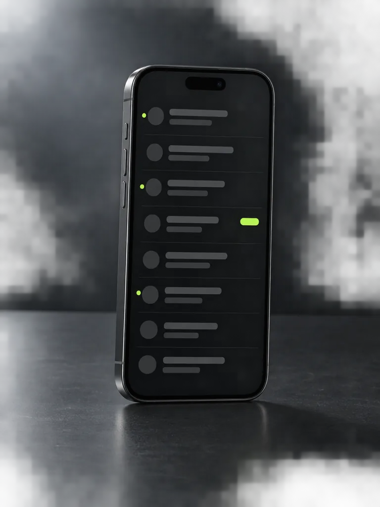 A phone showing a dark inbox of deal alerts